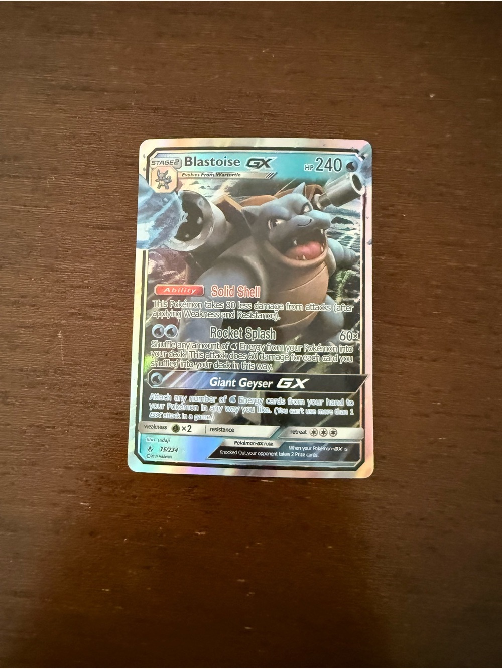 Blastoise GX Holo Pokémon Card - Blue